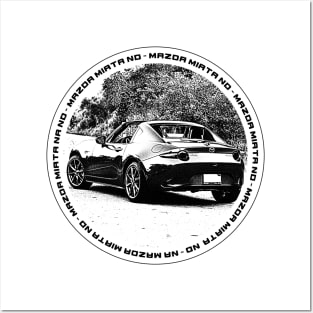 Mazda Miata MX-5 ND Black 'N White 4 Posters and Art